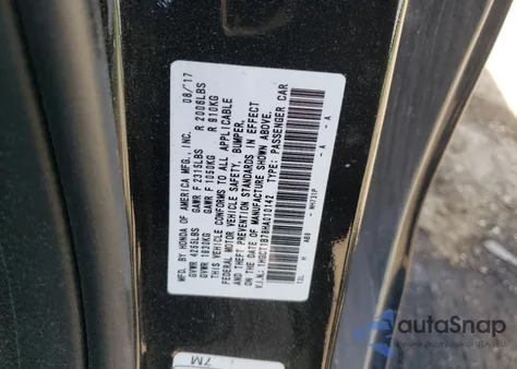 2017 Honda Accord Ex z USA, uszkodzony, nr VIN 1HGCT1B78HA010142